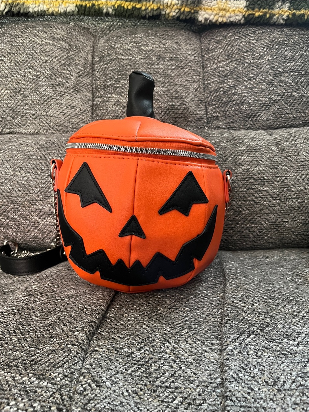Halloween Pumpkin Crossbody Bag in Orange with Black Jack-O'-Lantern Face